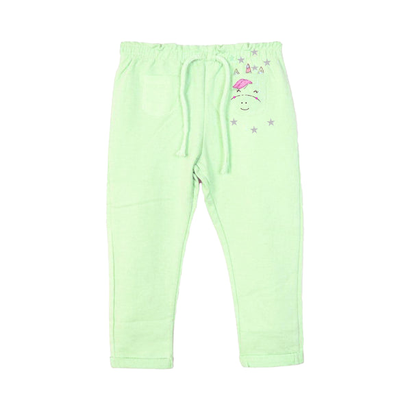 PRE NA TAL Girl Green Cat Printed Front Pocket Trouser