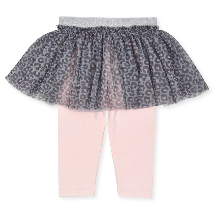 Girl Pink Tight With Leopard Printed Net