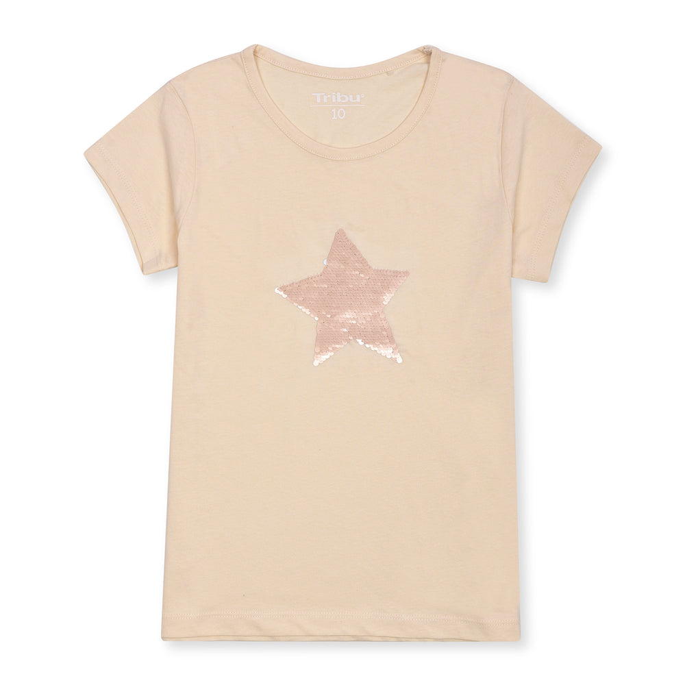 TRB Girl Off White Star Sequence T-Shirt