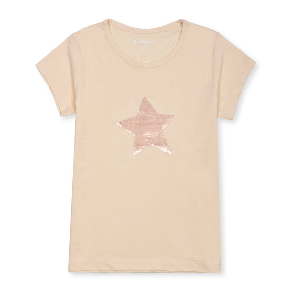 TRB Girl Off White Star Sequence T-Shirt