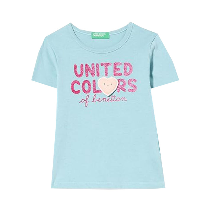 UNCFB Girl Sea Green United Color Of Benetton Print T-Shirt