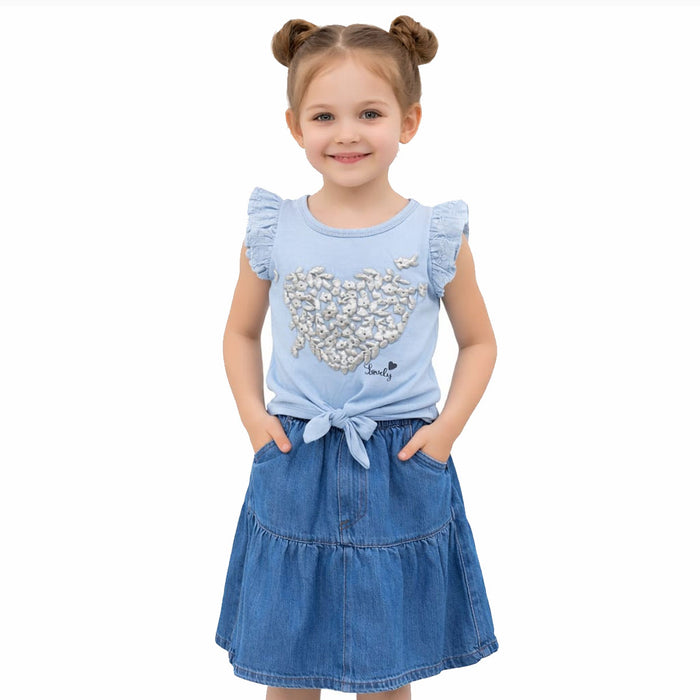 FS Girl Blue Heart Imboss Top