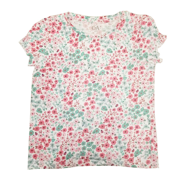 CA Girl White Flower Print Top