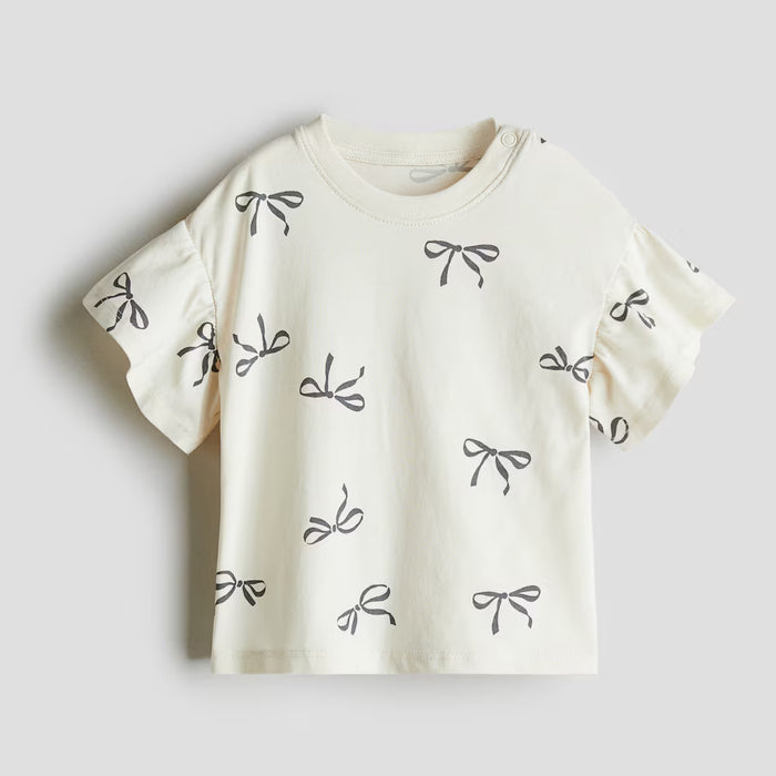 HM Girl Black Bow Printed Skin Top