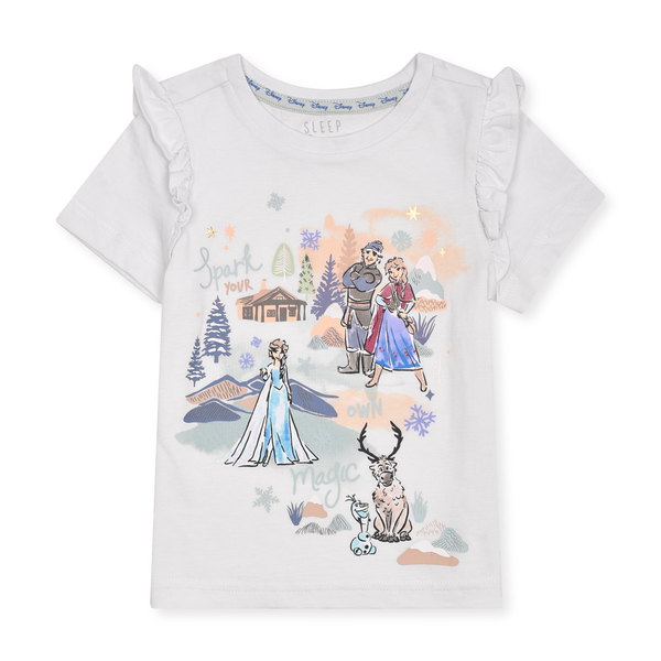 DSN Girl Frozen Character Printed Sky Blue T-Shirt