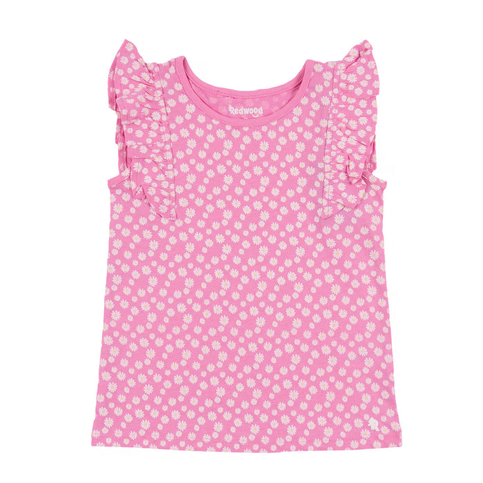 RWD Girl Pink Sun Flower Printed Top