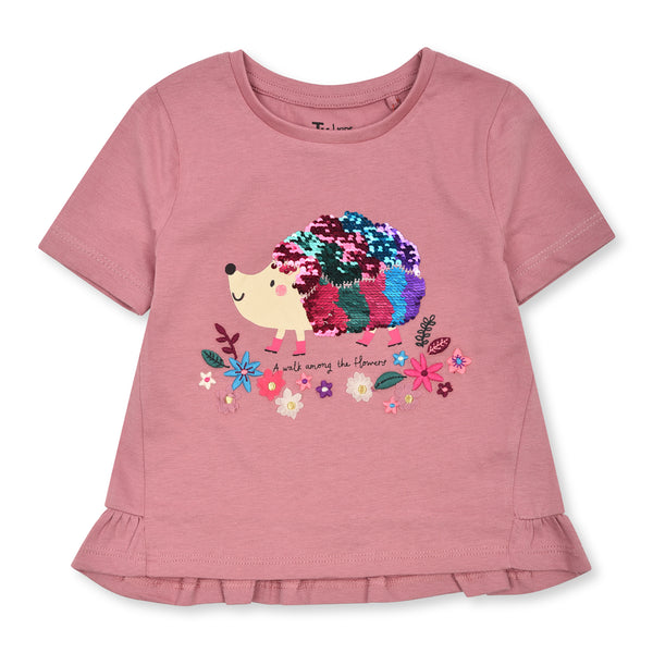 TU Girl Brown Hedgehog Sequence T-Shirt