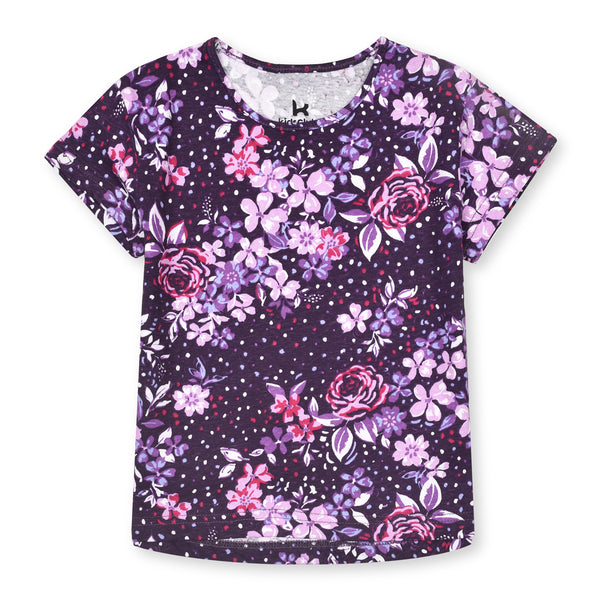 KC7 Girl Flower Printed Purple T-Shirt