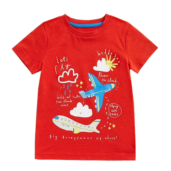 MC Boy Plane Printed Red T-Shirt