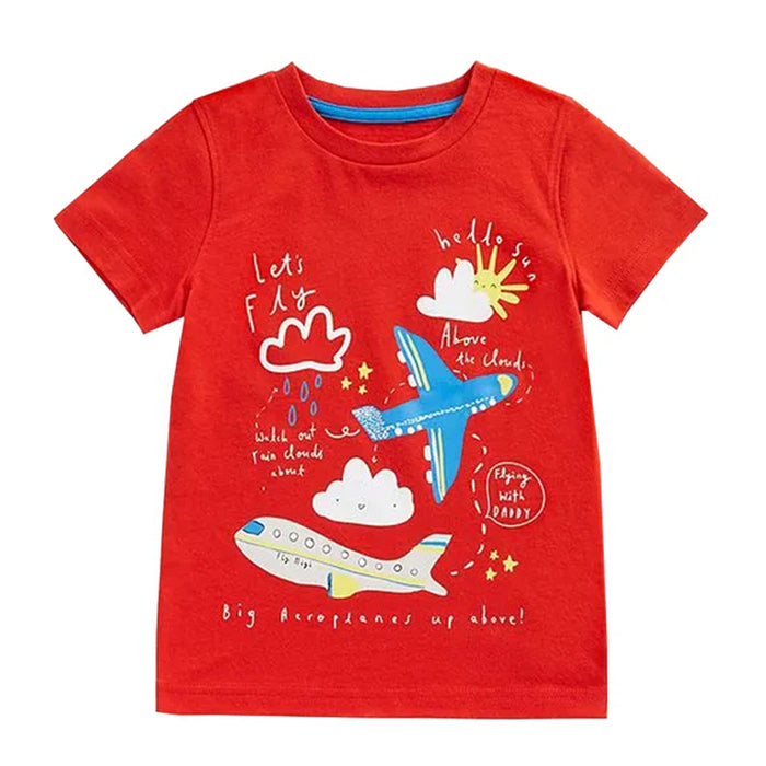 MC Boy Plane Printed Red T-Shirt
