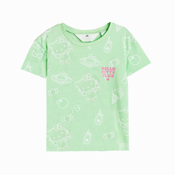 Girl Green Hello Kitty Club Print T-Shirt