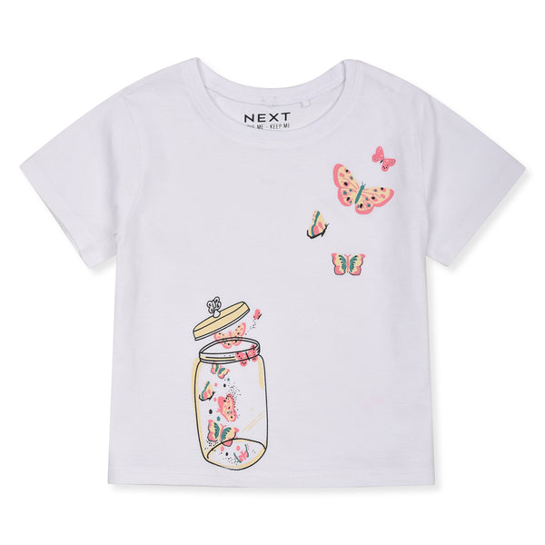 NXT Girl White Butterfly Print T-Shirt