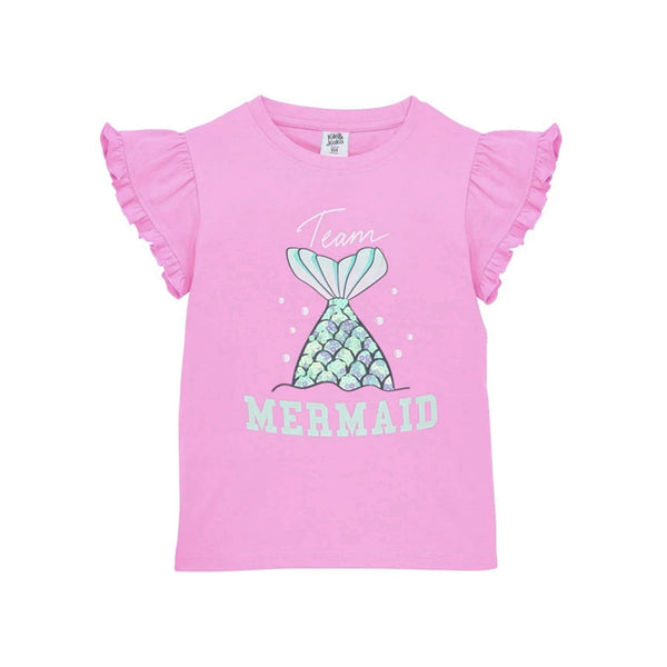 KIKI KOKO Girl T Pink Color Mermaid Sequence T-Shirt