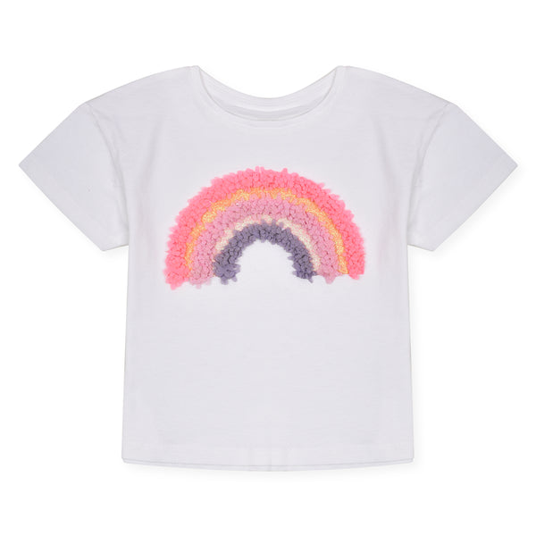 Girl White Rainbow Floral Top