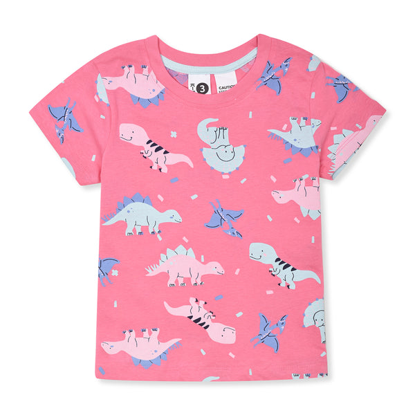 KD Girl T Pink Dinosure Print T-Shirt