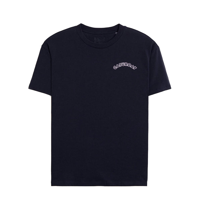 L&S Boy Navy Blue Caturday Print T-Shirt