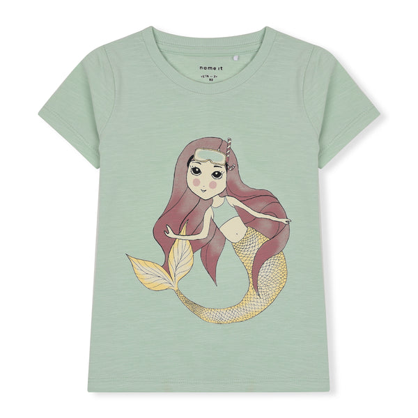 N IT Short Sleeves Organic Jersey Cotton Mermaid Printed T-Shirt