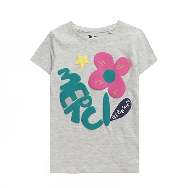 TU Girl Grey Flower Print T-Shirt