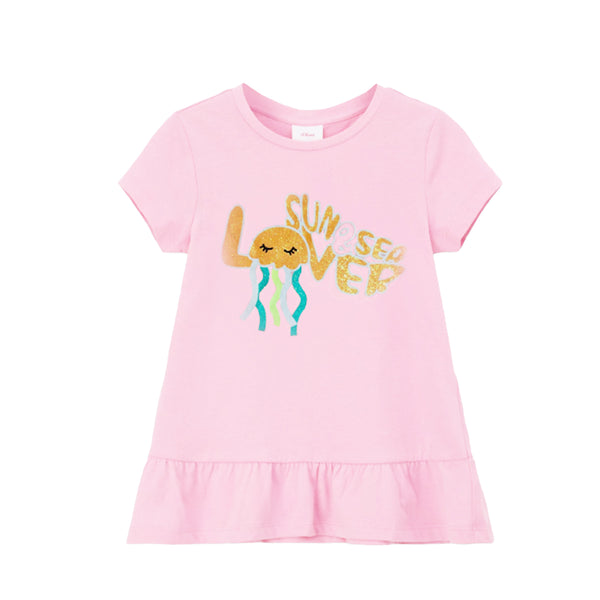 SOLIVER Girl Peach Color Sun Sea Lover Glitter Print Top