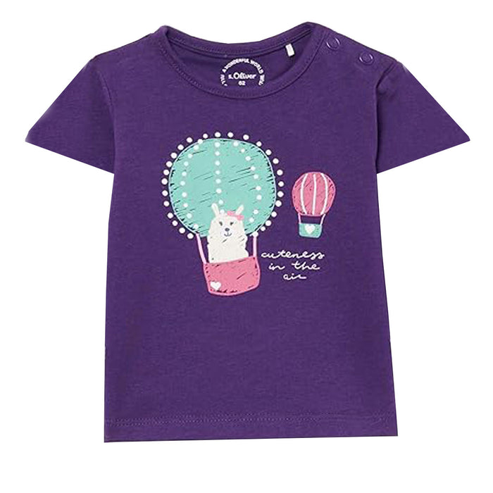 SOLIVER Girl Cat Printed Purple T-Shirt