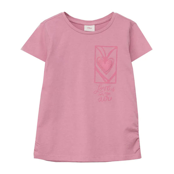 SOLIVER Girl Glittery Heart Printed T Pink T-Shirt