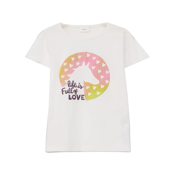 SOLIVER Girl Horse Embossed White T-Shirt