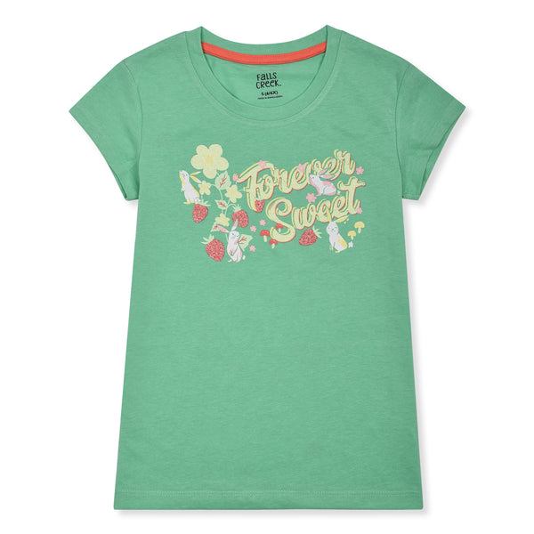 Parrot Green T-shirt Forever Sweet Glliterish Print