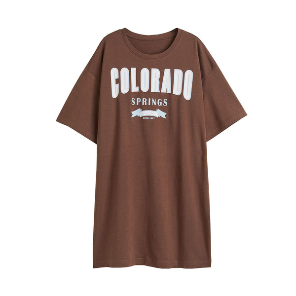 HM Over Size Brown T-shirt Colorado Spring Print