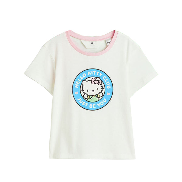 HM White T-shirt With Hello Kitty Cat Print