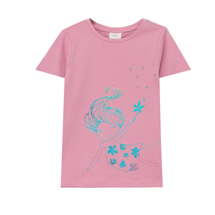 SOLIVER Girl Baby Pink Glitteriesh Doll Printed T-Shirt