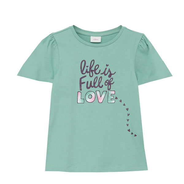 SOliver Girls Green Life Is Full Of Love Printed T-Shirt