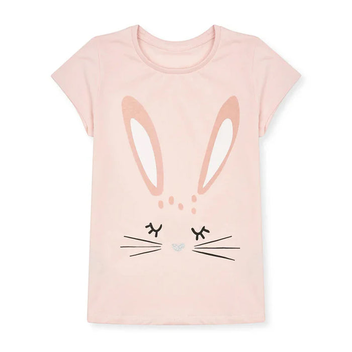 Pink Rabbit Face Printed T-Shirt