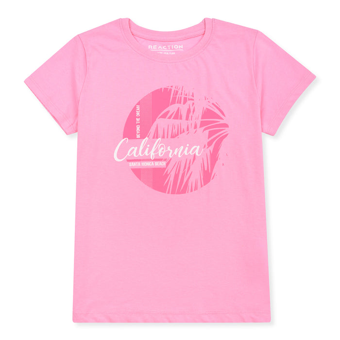 RE ACTION Girl Pink California Printed T-Shirt