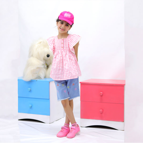 Girl Pink Check Top