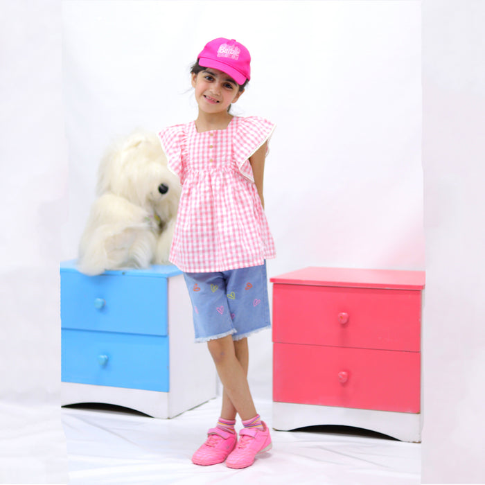 Girl Pink Check Top