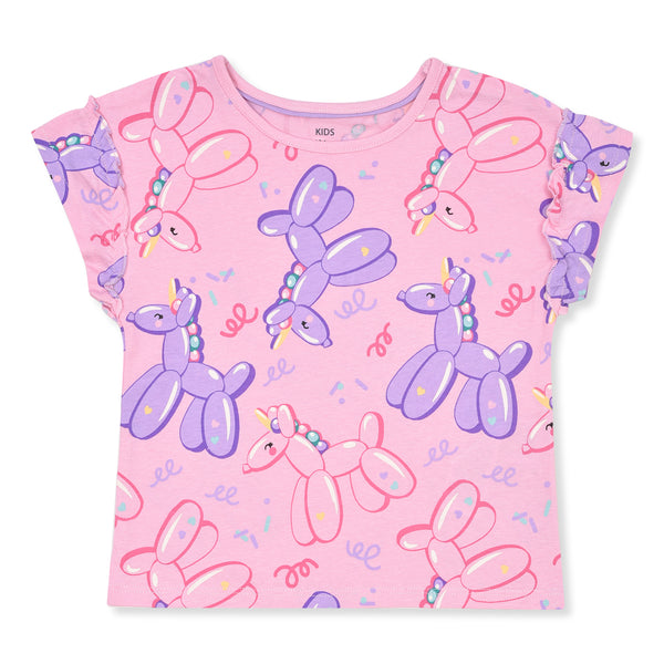 KIDS Girl Pink Top T-shirt Unicorn Printed
