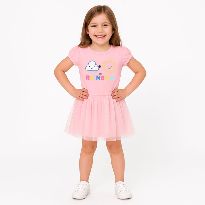 Pink Rainbow Printed Top Frock