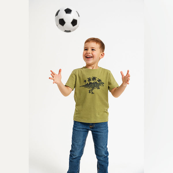 Boy Green Dinosaur Design T-Shirt