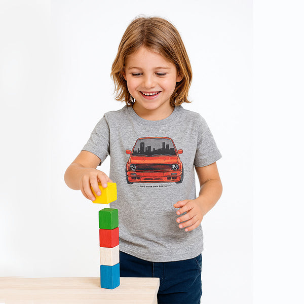 MAY ORAL Boy Grey Car Printed T-Shirt