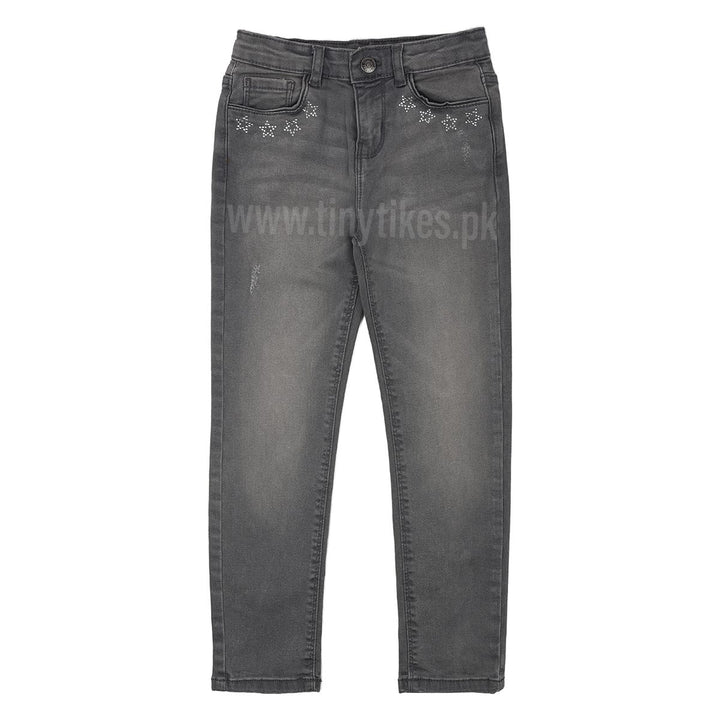 VBD Denim Grey Pant With Stars - TinyTikes.pk