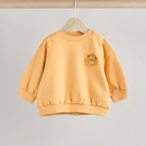 NXT Yellow Boy Lion Face Patch Sweat Shirt