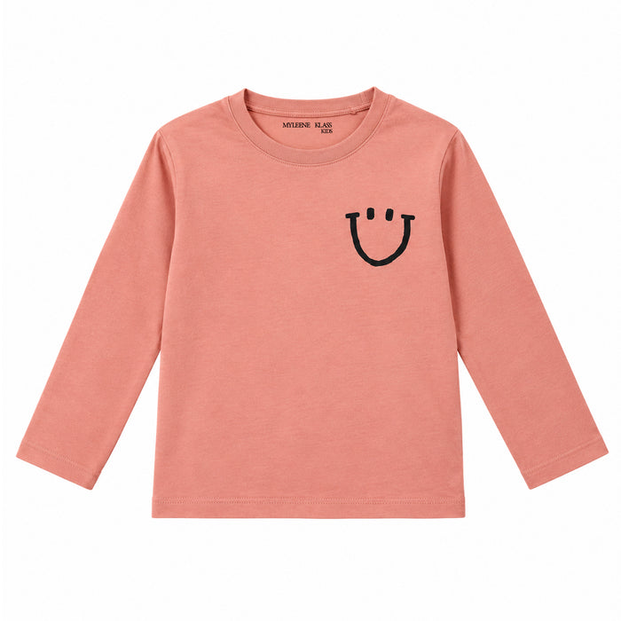 MYKS Boy Peach Smily Printed Full Sleeve T-Shirt