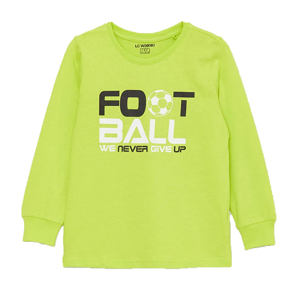 LCWK Boy Sea Green Foot Ball Printed Full Sleeves Shirt