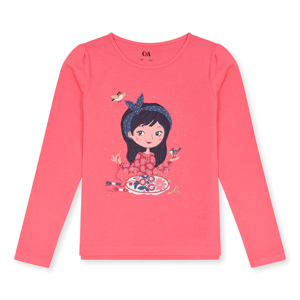 CA Girl Pink Doll Printed Full Sleeves Shirt