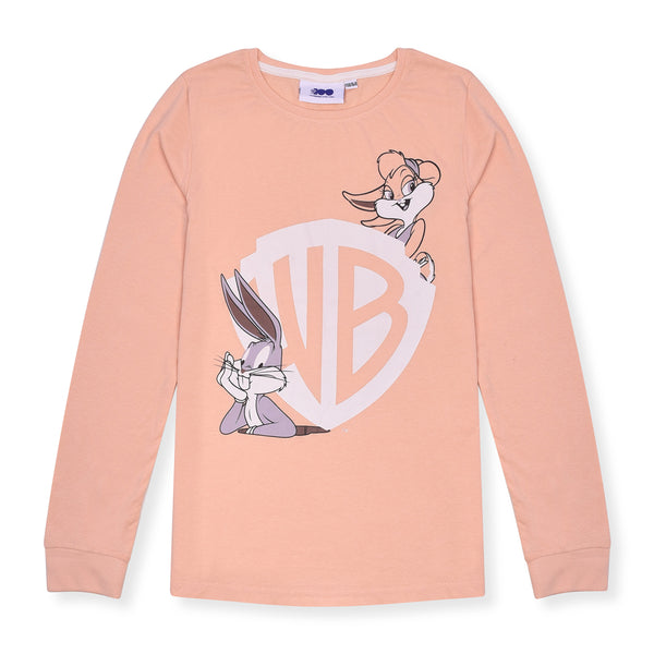 Girl Peach WB Bunny Character Printed Full Sleeves Shirt