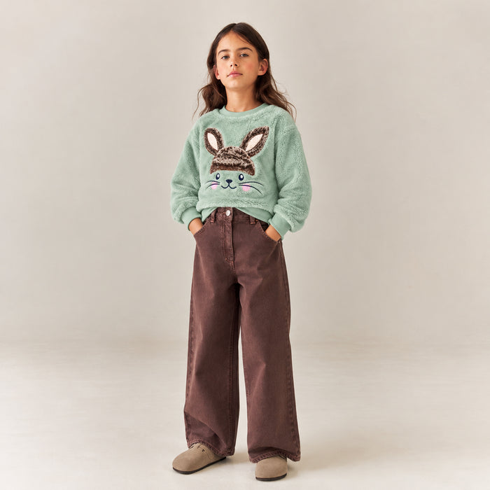 NKD Girl Green Bunny Face Kids Sweat Shirts