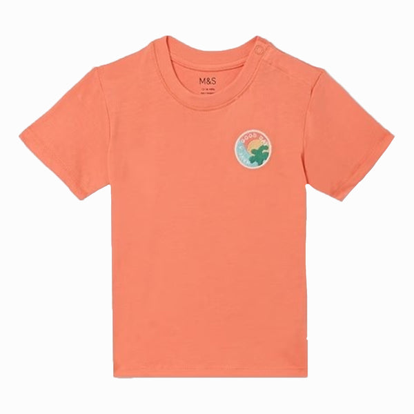 M&S Soft Cotton Jersey Orang With Patch T-Shirt