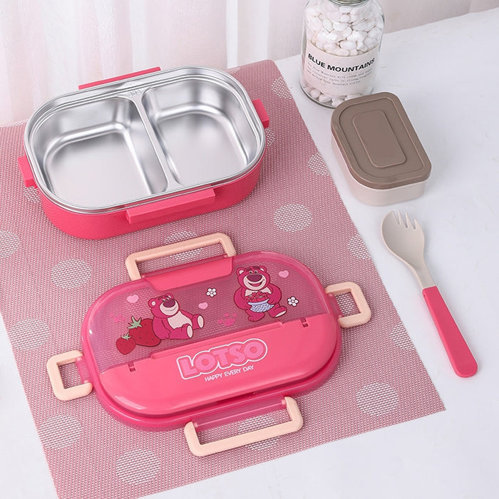KIDS Bear Printed Stainless Steel Lunch Box-2 Compartments