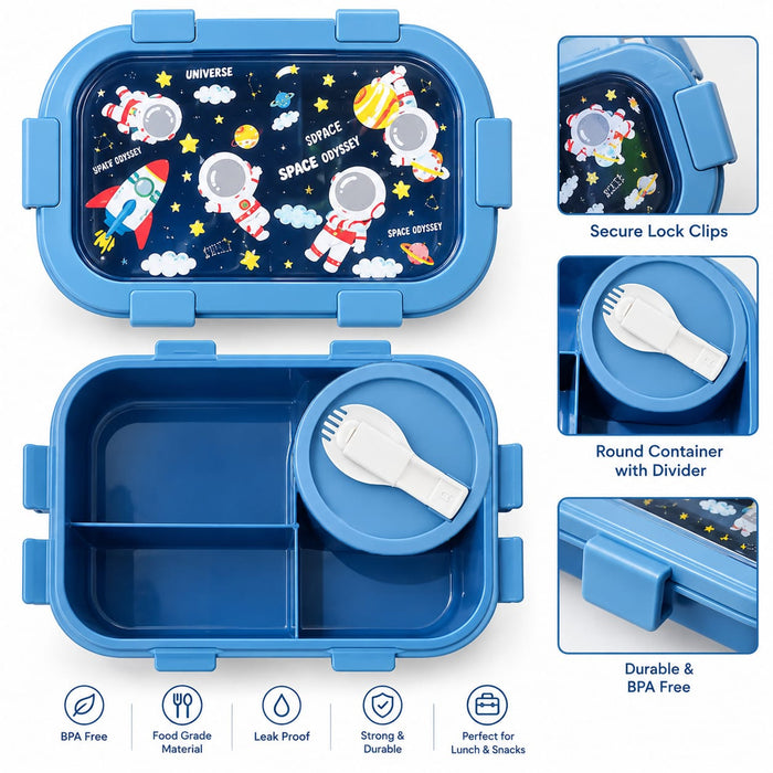 KIDS Space Rocket Printed Lunch Box -4 Food Compartments