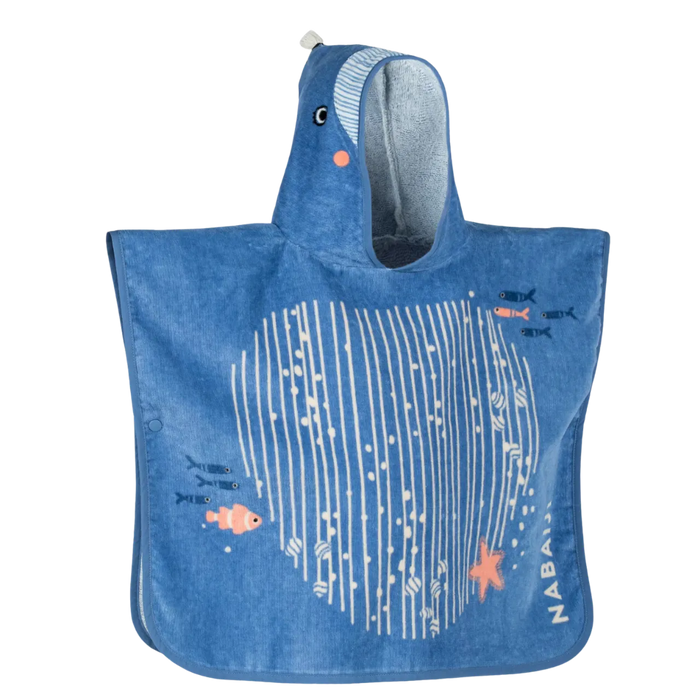Baby Cotton Changing Poncho- Whale Blue